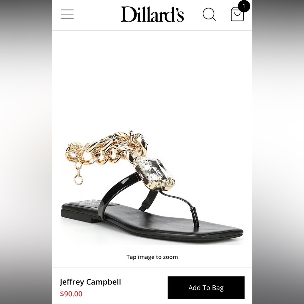 Jeffrey Campbell Black Sandals with Gold Chain - Picture 4 of 4